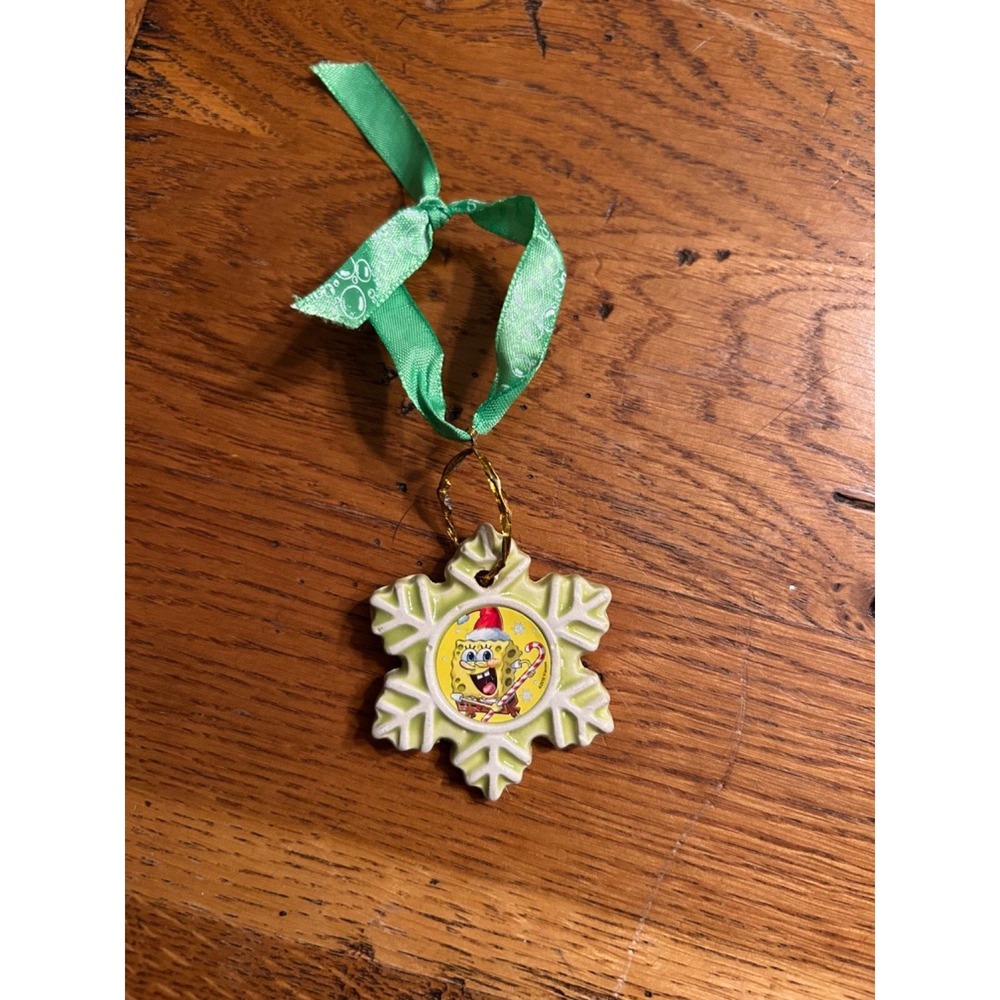 Spongebob Snowflake Christmas Ornament Candy Cane EUC
